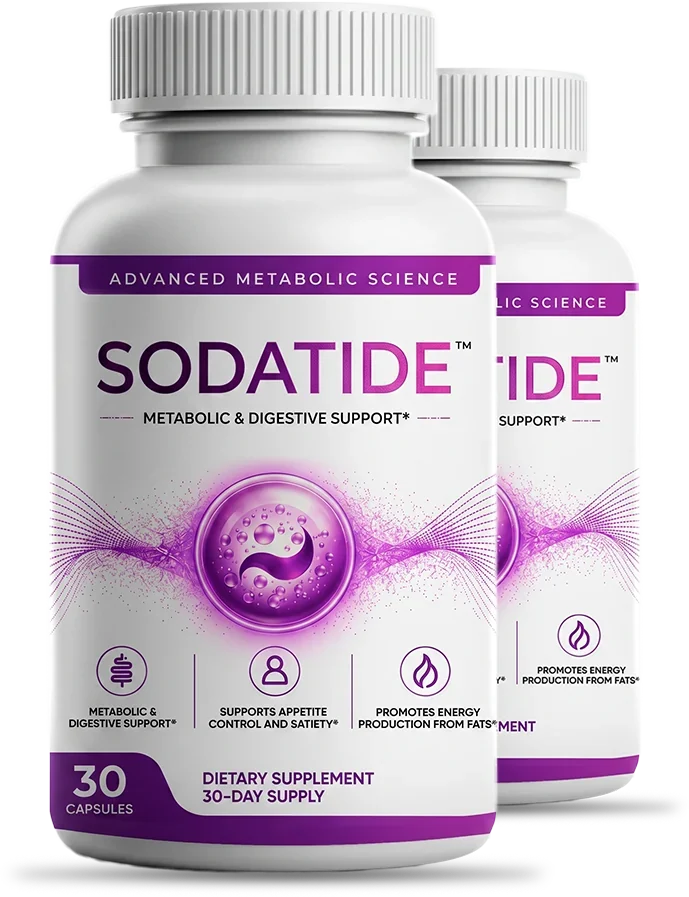 SodaTide daily synbiotic supplement bottle